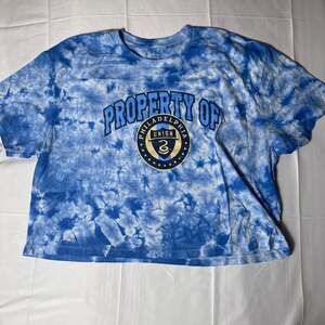 Philadelphia Union Womens BLUE Washed Tie-Dye Crop Top 2XL